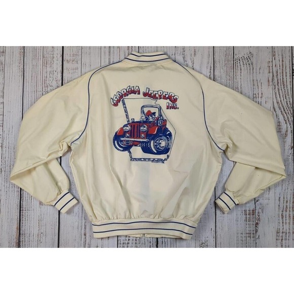 VTG 1986‎ Georgia Jeepers Jeep Club Swingster Bomber Jacket Retro Sz XL - Picture 1 of 5